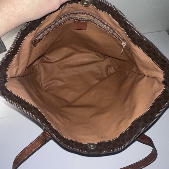 Authentic Celine Macadam Monogram Canvas Tote Bag with Leather Straps shoulder - Picture 11 of 16